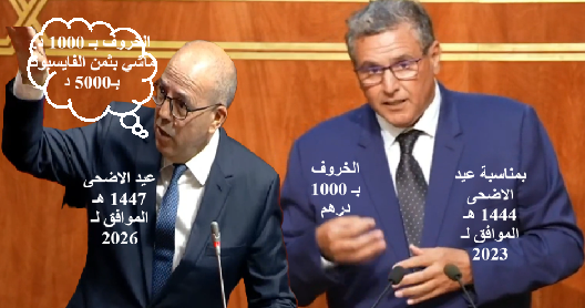 “بلا حشمة” .. كلام عزيز اخنوش عن ثمن خروف العيد قبل ثلاث سنوات.. يعيده بواري امس امام نواب الامة..!! “بلا حشمة” .. كلام عزيز اخنوش عن ثمن خروف العيد قبل ثلاث سنوات.. يعيده بواري امس امام نواب الامة..!!